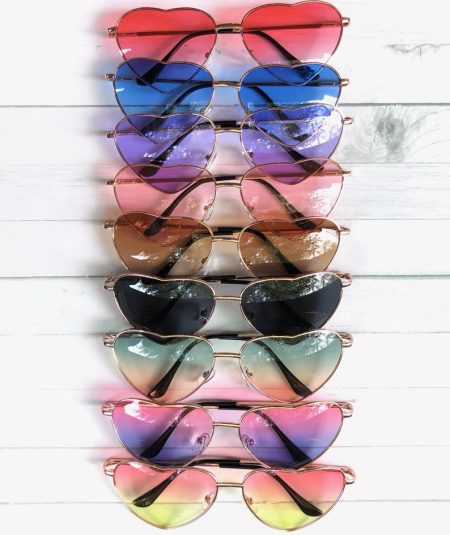 Heart Sunglasses, Colorful, Gold Metal Frame, Retro, Harry Styles, Bad Bunny, Unisex