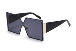 OVERSIZED Square Black Tinted Lens Fashion Sunglasses with Gold Detailing
