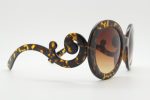 Y2K vintage oversized round sunglasses. Women's tortoise frame with graduating smoky lenses and swirling arms. Unused NOS. 2000s